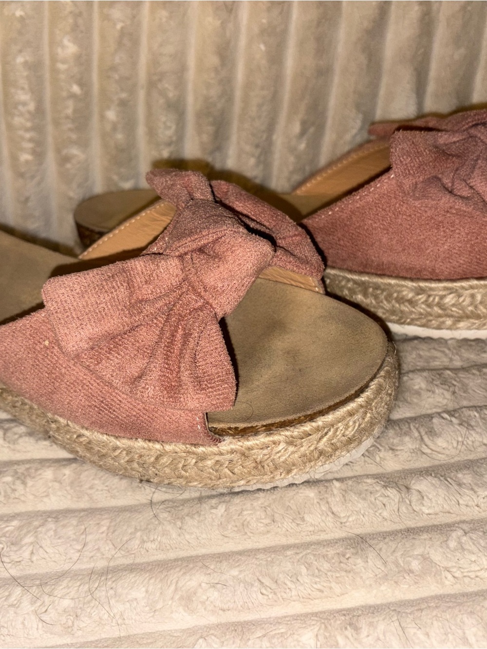 Others Follow Rose Pink Bow Espadrille Platform Sandals